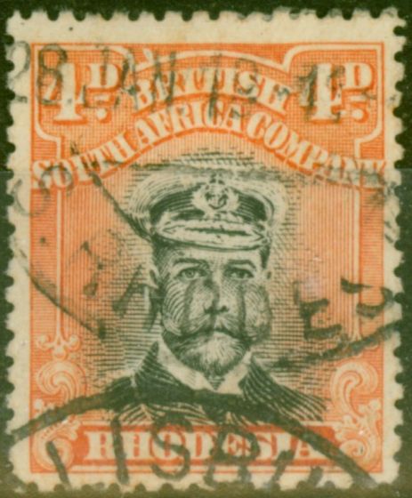 Valuable Postage Stamp from Rhodesia 1913 4d Black & Orange-Red SG224 Die II Good Used