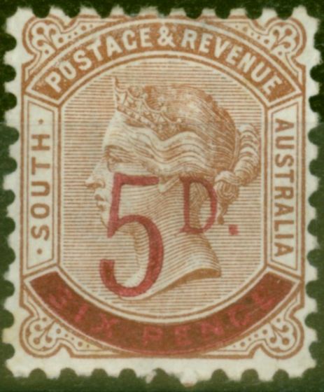 Valuable Postage Stamp from South Australia 1891 5d on 6d Pale Brown SG230 Fine Mtd Mint