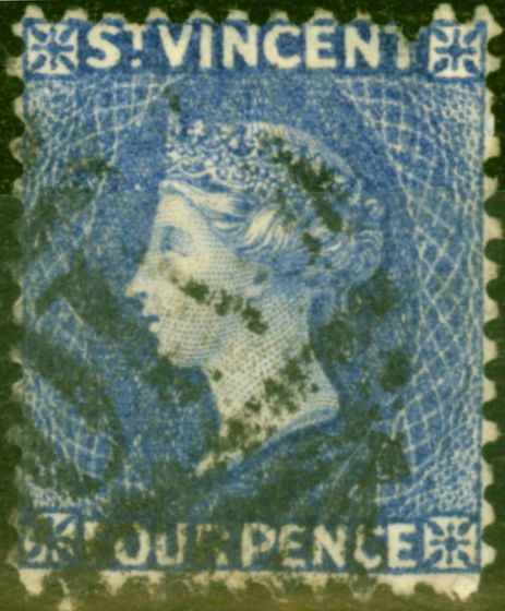 Valuable Postage Stamp from St Vincent 1883 4d Ultramarine-Blue SG43x Wmk Reversed Fine Used