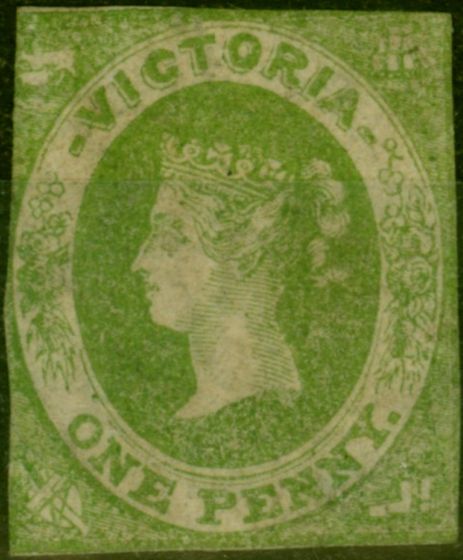 Rare Postage Stamp Victoria 1857 1d Yellow-Green SG41 Ave Unused