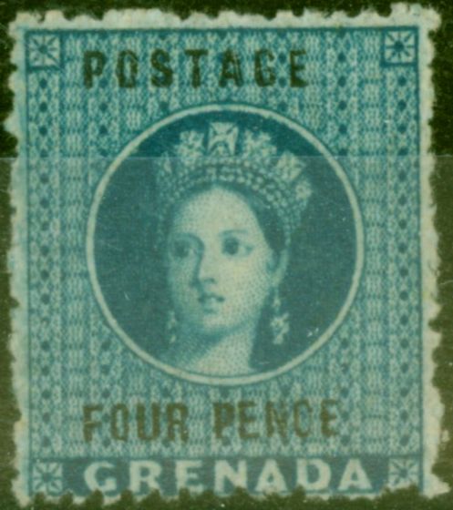 Rare Postage Stamp from Grenada 1881 4d Blue SG26 Fine & Fresh Mtd Mint Part O.G