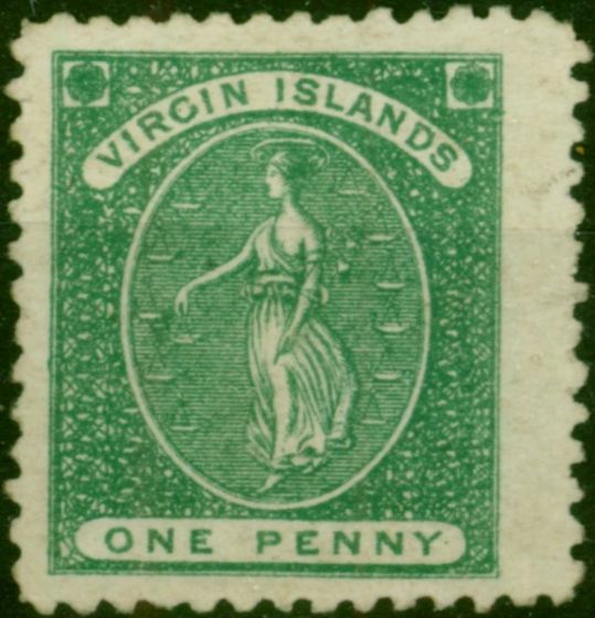 Virgin Islands 1866 1d Green SG5 Fine Unused . Queen Victoria (1840-1901) Mint Stamps