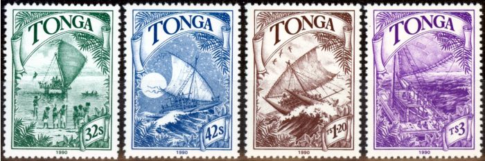 Collectible Postage Stamp from Tonga 1990 Voyages of Discovery set of 4 SG1078-1081 V.F MNH