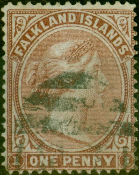 Rare Postage Stamp from Falkland Islands 1878 1d Claret SG1 V.F.U