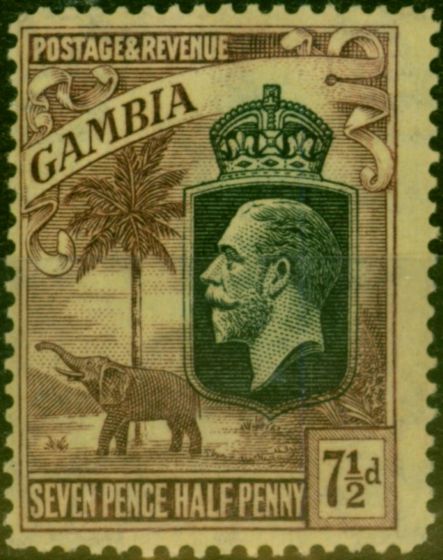 Valuable Postage Stamp Gambia 1922 7 1/2d Purple-Yellow SG118 Fine LMM