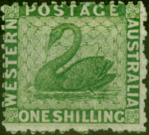 Old Postage Stamp Western Australia 1865 1s Bright Green SG61 Fine MM