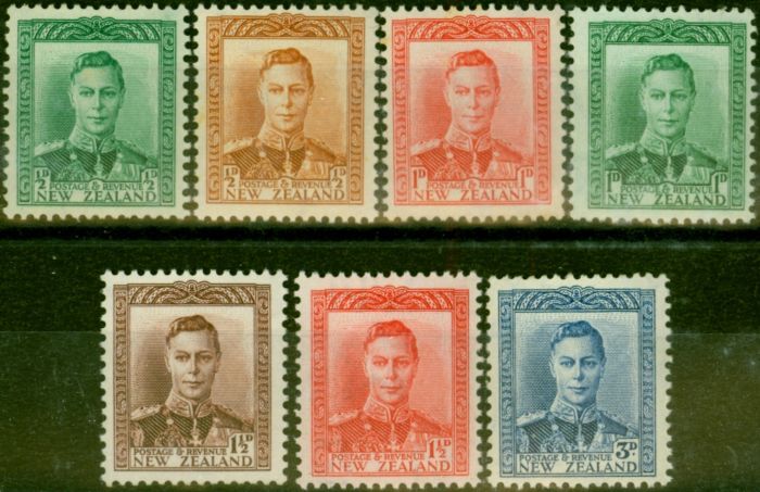 Collectible Postage Stamp New Zealand 1938-44 Set of 7 SG603-609 Fine MNH
