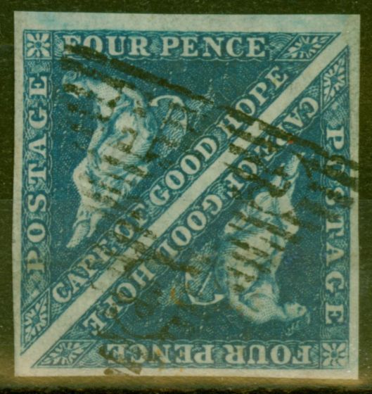 Valuable Postage Stamp from Cape of Good Hope 1863 4d Steel Blue SG19c Fine Used Pair