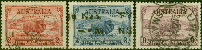 Collectible Postage Stamp from Australia 1934 Set of 3 SG150-152 Fine Used