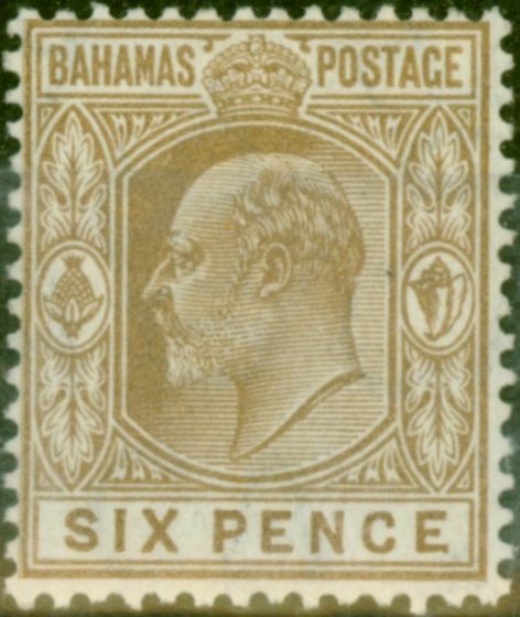 Valuable Postage Stamp Bahamas 1911 6d Bistre-Brown SG74 Fine & Fresh MM