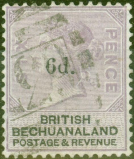Valuable Postage Stamp from Bechuanaland 1888 6d on 6d Lilac & Black SG26 Fine Used