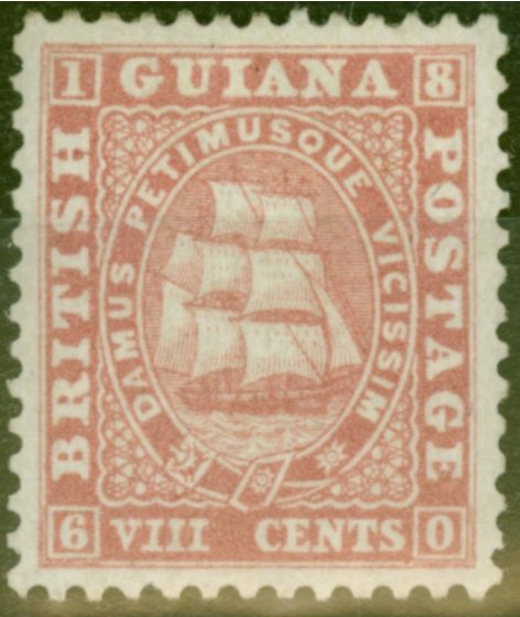 Rare Postage Stamp from British Guiana 1860 8c Brownish Rose SG34 Thick Paper V.F & Very Fresh Mtd Mint Being Perfectly Centred Ex-Sir Ron Brierley