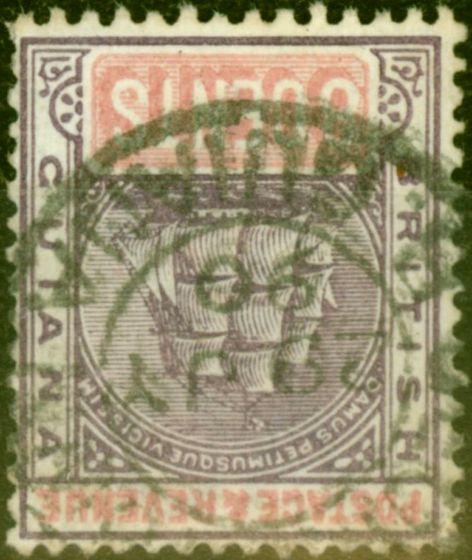 Valuable Postage Stamp from British Guiana 1889 8c Dull Purple & Rose SG199w Wmk Inverted Fine Used