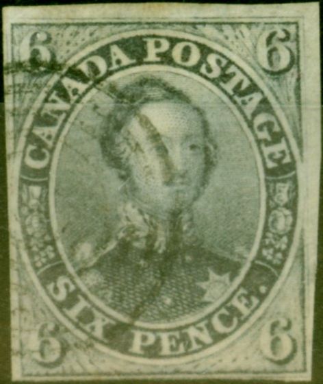 Rare Postage Stamp from Canada 1851 6d Slate-Violet SG2 Fine Used with 4 Clear Margins