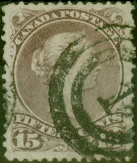 Valuable Postage Stamp Canada 1868 15c Dull Violet-Grey SG61ba Watermarked 'UL' Fine Used Scarce