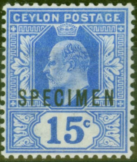 Collectible Postage Stamp from Ceylon 1903 15c Blue Specimen SG271s V.F Very Lightly Mtd Mint
