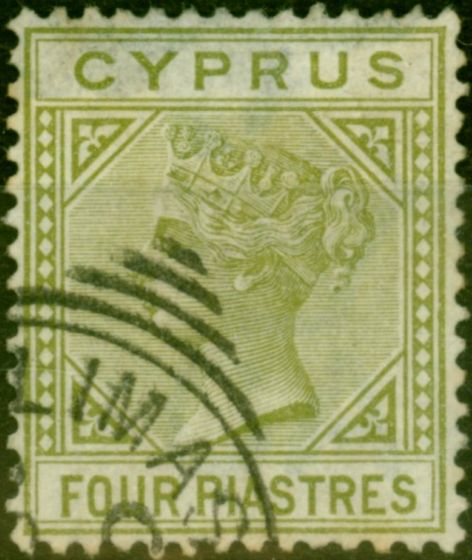 Valuable Postage Stamp from Cyprus 1883 4pi Pale Olive-Green SG20 Good Used