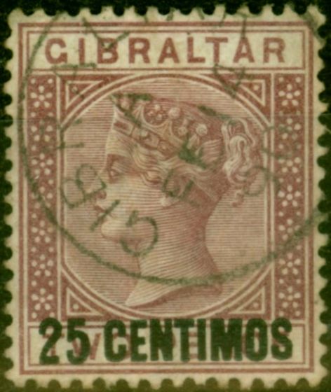 Valuable Postage Stamp from Gibraltar 1889 25c on 2d Brown-Purple SG17 Very Fine Used