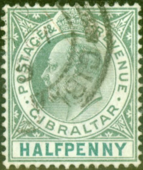 Old Postage Stamp from Gibraltar 1903 1/2d Grey-Green & Green SG46 Fine Used