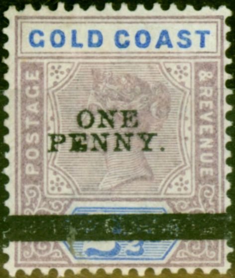 Valuable Postage Stamp from Gold Coast 1901 1d on 2 1/2d Dull Mauve & Ultramarine SG35 Fine Lightly Mtd Mint