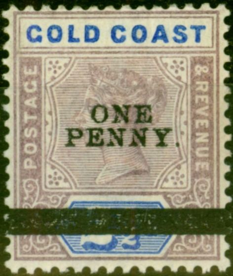 Collectible Postage Stamp from Gold Coast 1901 1d on 2 1/2d Dull Mauve & Ultramarine SG35 Fine LMM