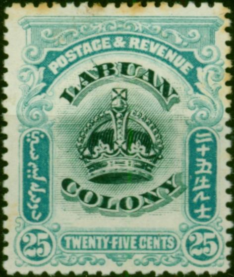 Labuan 1902 25c Green & Greenish Blue SG126c 'Line Through B' Good MM  King Edward VII (1902-1910) Old Stamps