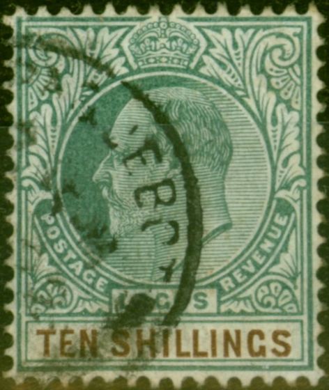 Old Postage Stamp Lagos 1904 10s Green & Brown SG63a Chalk Fine Used
