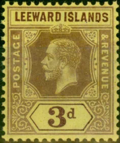 Rare Postage Stamp Leeward Islands 1920 3d on Buff SG51c Fine MNH