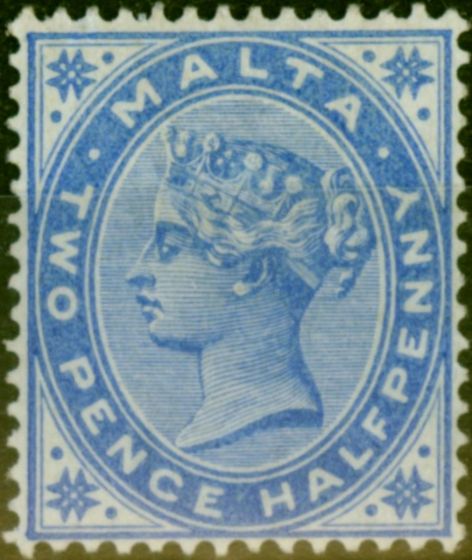 Collectible Postage Stamp Malta 1885 2 1/2d Ultramarine SG26 Fine LMM