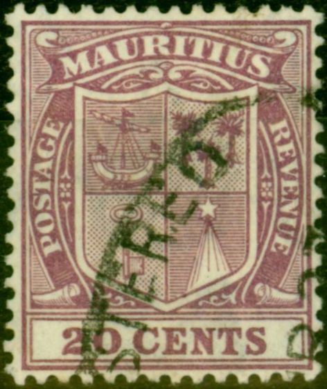 Collectible Postage Stamp from Mauritius 1926 20c Purple SG221 Fine Used
