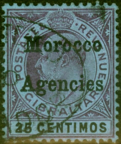 Rare Postage Stamp Morocco Agencies 1906 25c Purple-Black Blue SG27 Fine Used Stamp