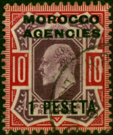 Morocco Agencies 1907 1p on 10d Slate-Purple & Carmine SG120a Fine Used . King Edward VII (1902-1910) Used Stamps
