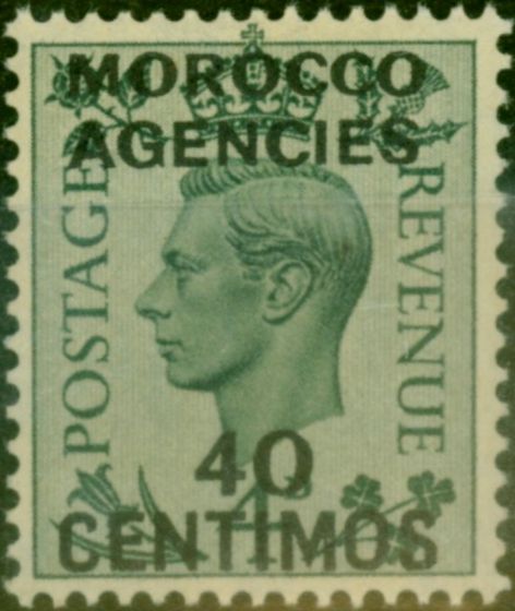 Rare Postage Stamp Morocco Agencies 1940 40c on 4d Grey-Green SG169 Fine MNH
