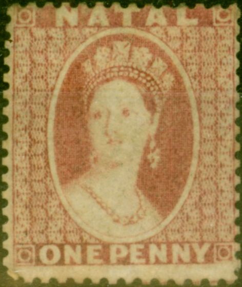Rare Postage Stamp from Natal 1860 1d Rose-Red SG9 Fine Lightly Mtd Mint
