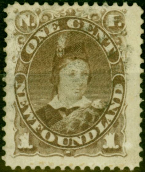 Rare Postage Stamp from Newfoundland 1880 1c Dull Brown SG44a Fine Used