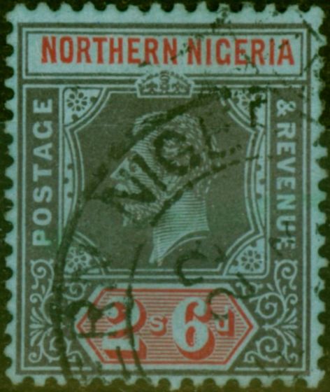 Collectible Postage Stamp Northern Nigeria 1912 2s6d Black & Red-Blue SG49 Used Fine