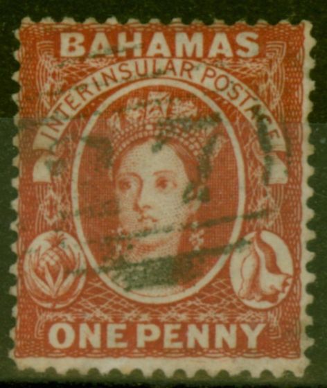 Collectible Postage Stamp from Bahamas 1877 1d Scarlet-Vermilion SG33x Wmk Reversed Fine Used