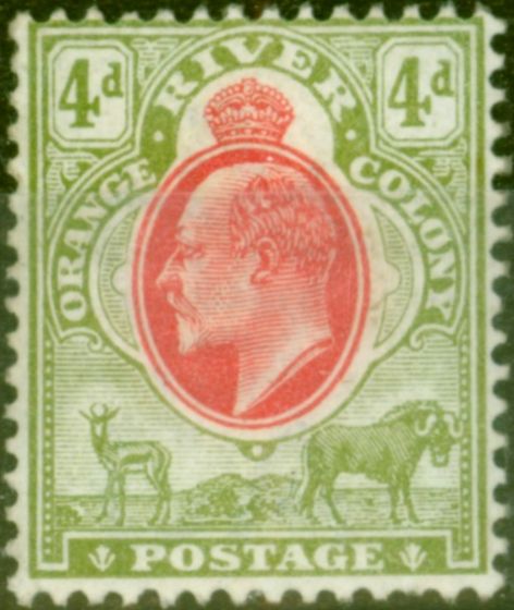 Collectible Postage Stamp from Orange Free State 1903 4d Scarlet & Sage-Green SG144 Fine Mtd Mint