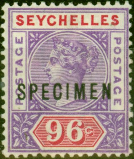 Collectible Postage Stamp from Seychelles 1890 96c Mauve & Carmine Specimen SG8s Fine Mtd Mint