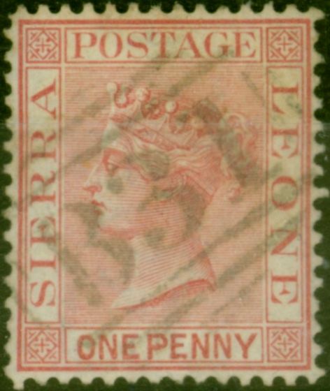 Rare Postage Stamp Sierra Leone 1876 1d Rose-Red SG17 Fine Used (2)