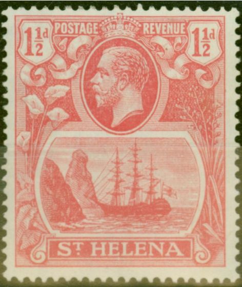 Old Postage Stamp from St Helena 1923 1 1/2d Rose-Red SG99a Broken Mainmast V.F Lightly Mtd Mint