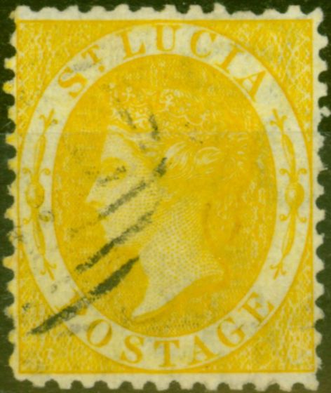 Valuable Postage Stamp St Lucia 1864 Yellow SG12 Fine Used Stamp