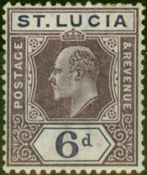 Collectible Postage Stamp St Lucia 1905 6d Dull Purple & Violet SG72b Chalk Fine MM