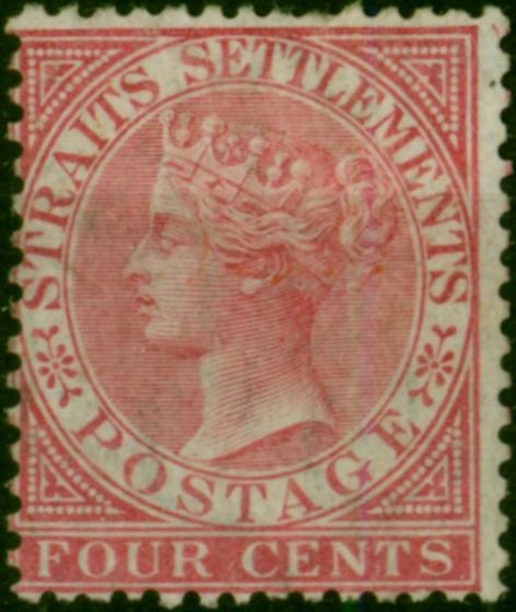 Straits Settlements 1868 4c Rose SG12 Fine Unused . Queen Victoria (1840-1901) Mint Stamps