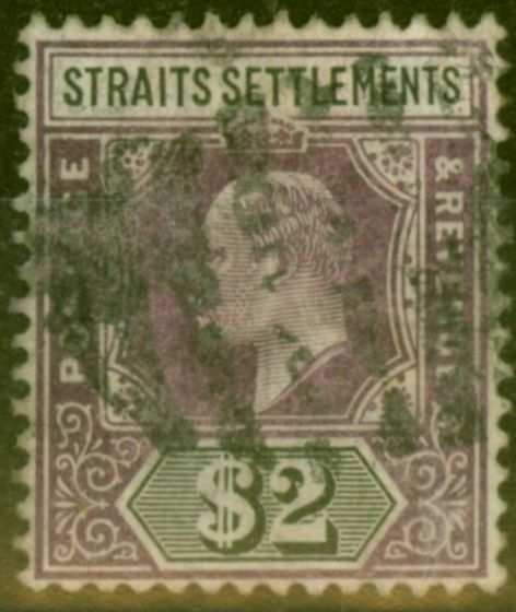 Valuable Postage Stamp from Straits Settlements 1905 $2 Dull Purple & Black G137 Good Used