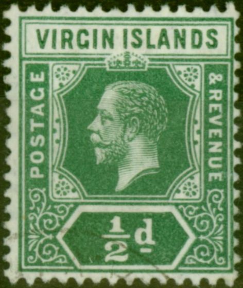 Collectible Postage Stamp Virgin Islands 1913 1/2d Green SG69 V.F.U