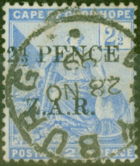 Collectible Postage Stamp from Vryburg 1899 2 1/2 Pence on 2 1/2d Blue SG4 Fine Used