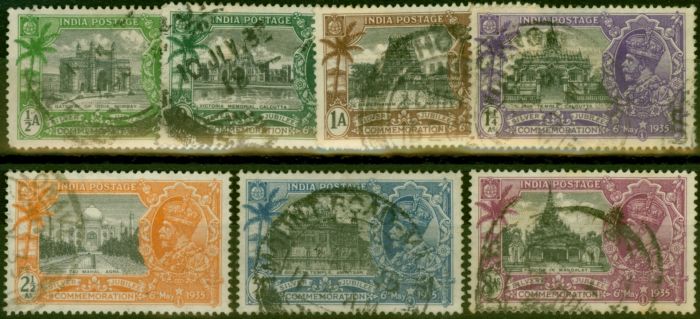 Collectible Postage Stamp India 1935 Jubilee Set of 7 SG240-246 Good Used