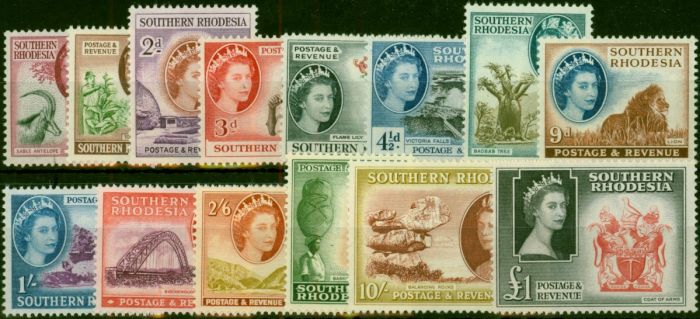 Southern Rhodesia 1953 Set of 14 SG78-91 Fine LMM (2). Queen Elizabeth II (1952-2022) Mint Stamps