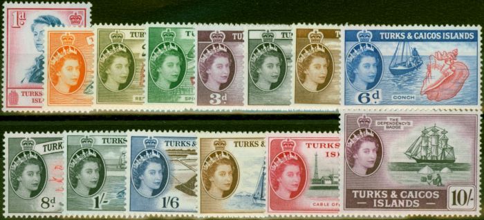 Collectible Postage Stamp Turks & Caicos Islands 1957 Set of 14 to 10s SG237-250 Fine LMM